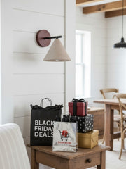 Travertine Wall Sconce - Natural Stone Sconce with Tapered Shade